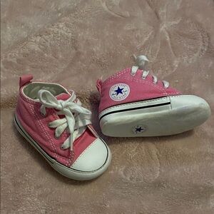 Converse Kids Pink High Top Sneakers with White Accents
